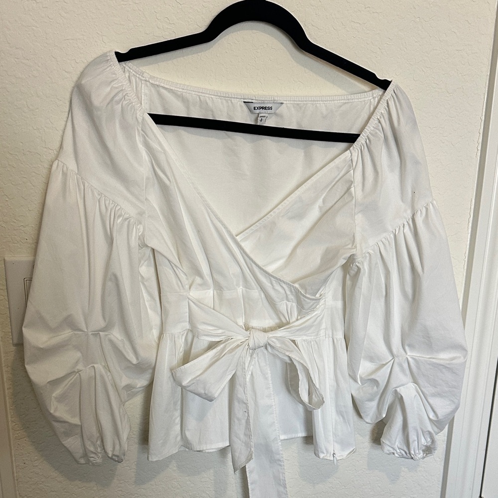 Express Off-White Wrap Blouse